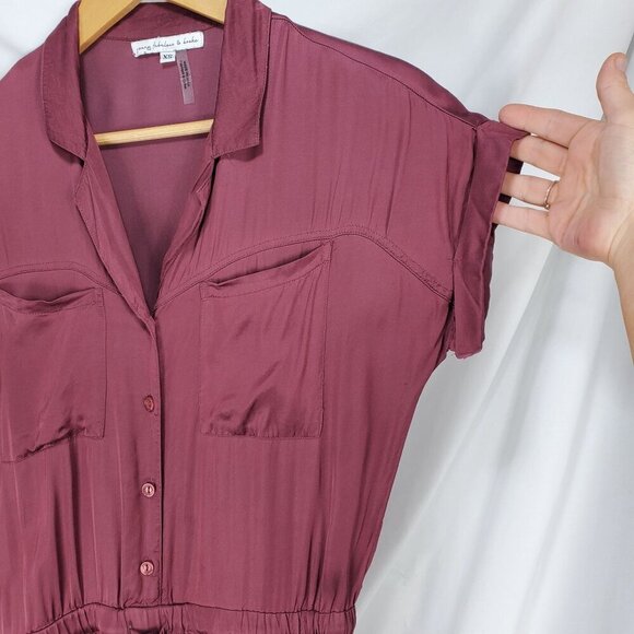 Young Fabulous & Broke Women's Truman Solid Red Jumpsuit Short Sleeve Size XS - Picture 5 of 9